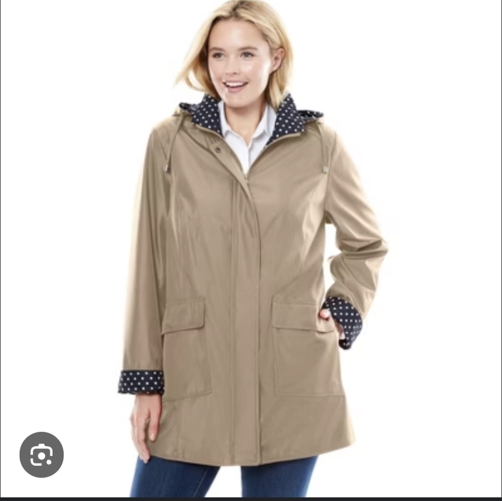Woman Within Khaki And  Polka Dot Jacket Size 34w- New Without Tags